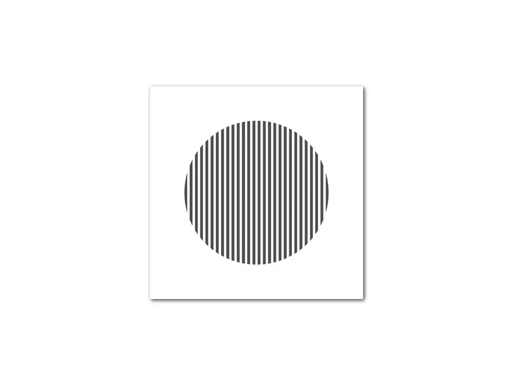 Geometrische Darstellung eines Kreises, gefüllt mit vertikalen, schwarzen Streifen auf weißem Hintergrund, hergestellt von Fränkische.